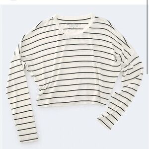 Aeropostale Black and White Striped Crop Top